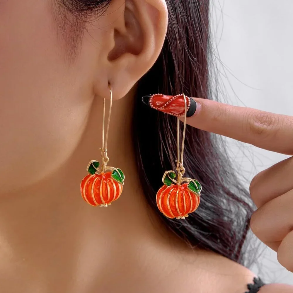 Fall Earrings Crystal Maple Leaf Earring for Women Orange Autumn Maple Leaves Th - Picture 3 of 7